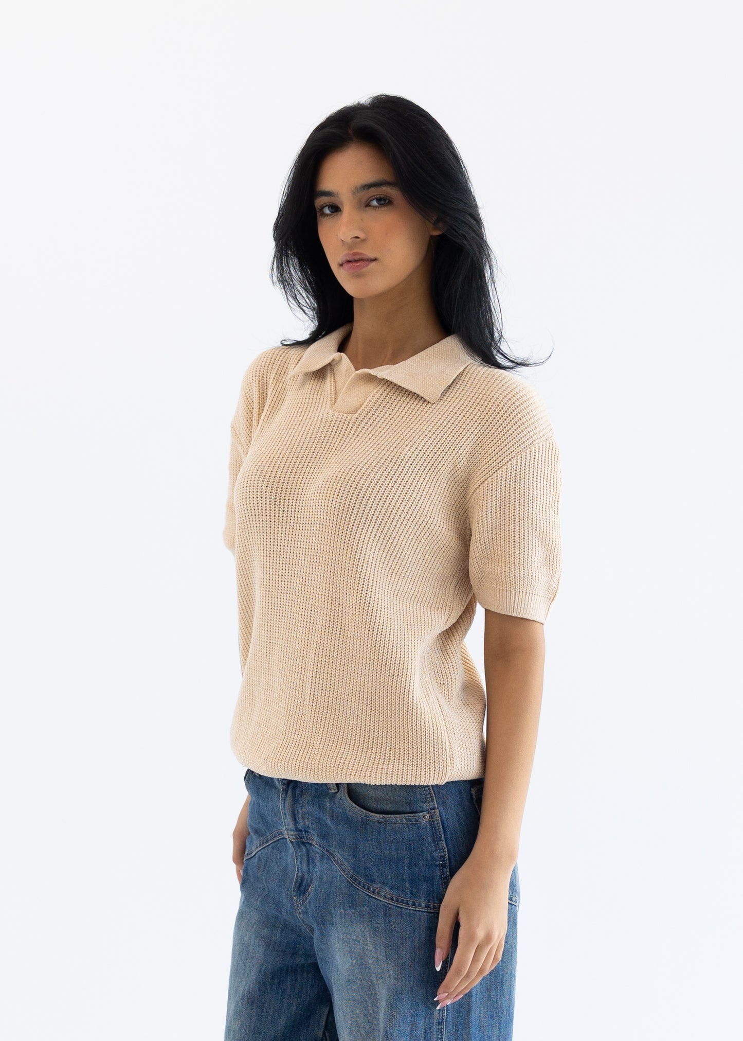 Knitted Polo Beige