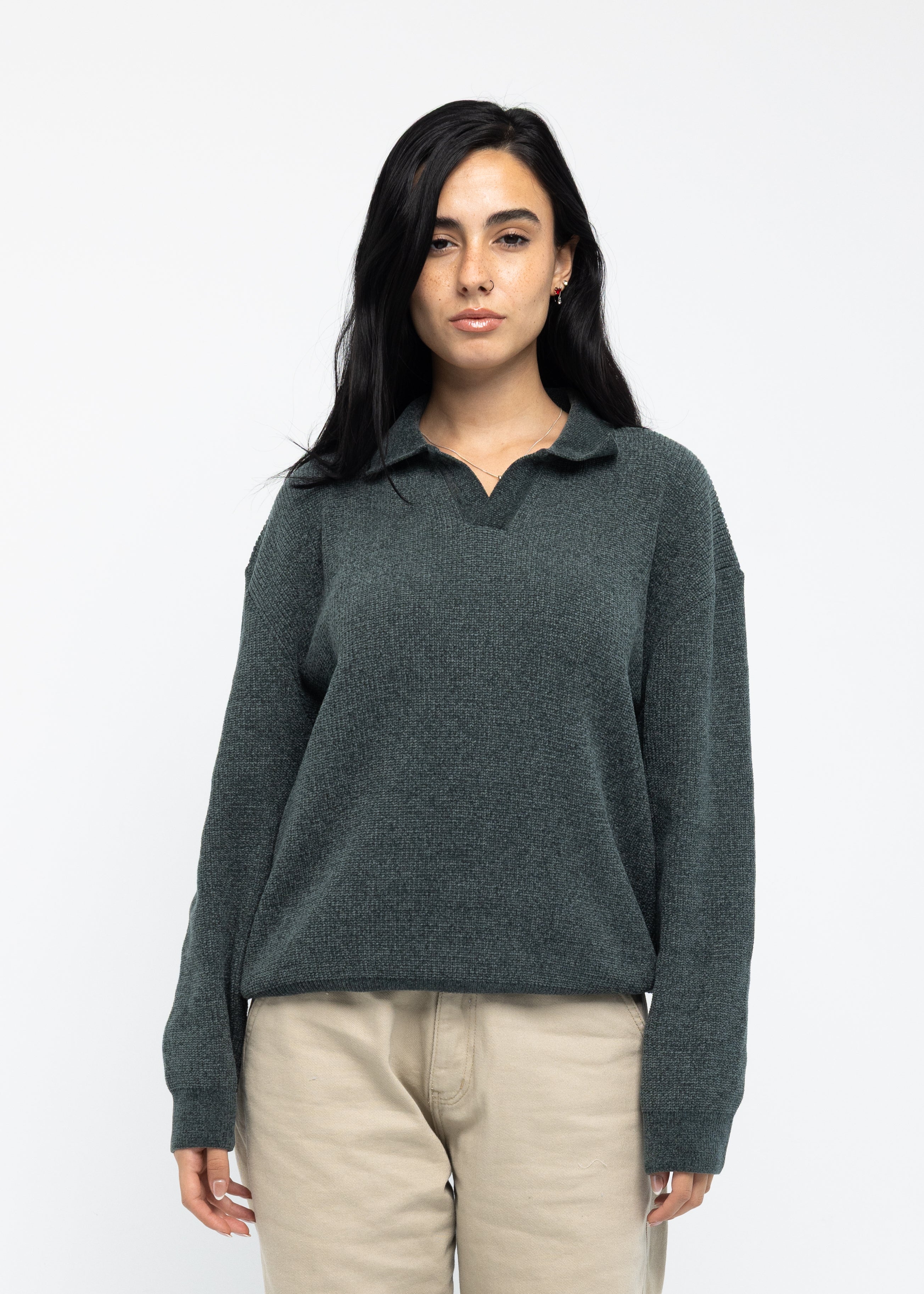 Resort Long Sleeve Polo in Olive
