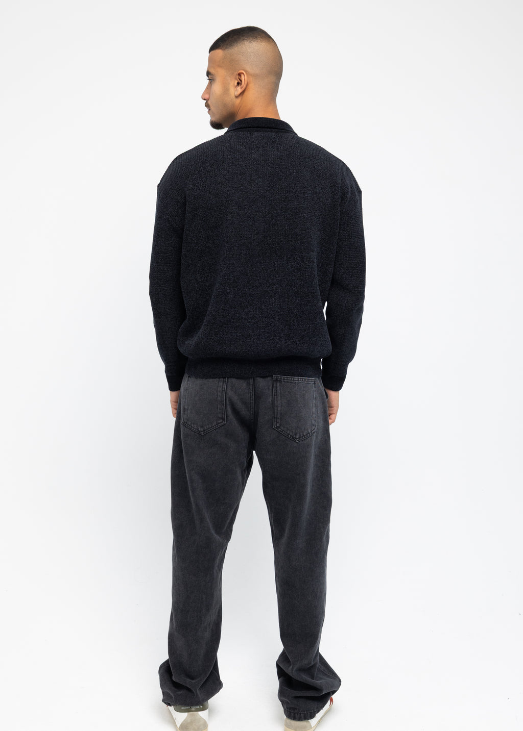 Resort Long Sleeve Polo in Black