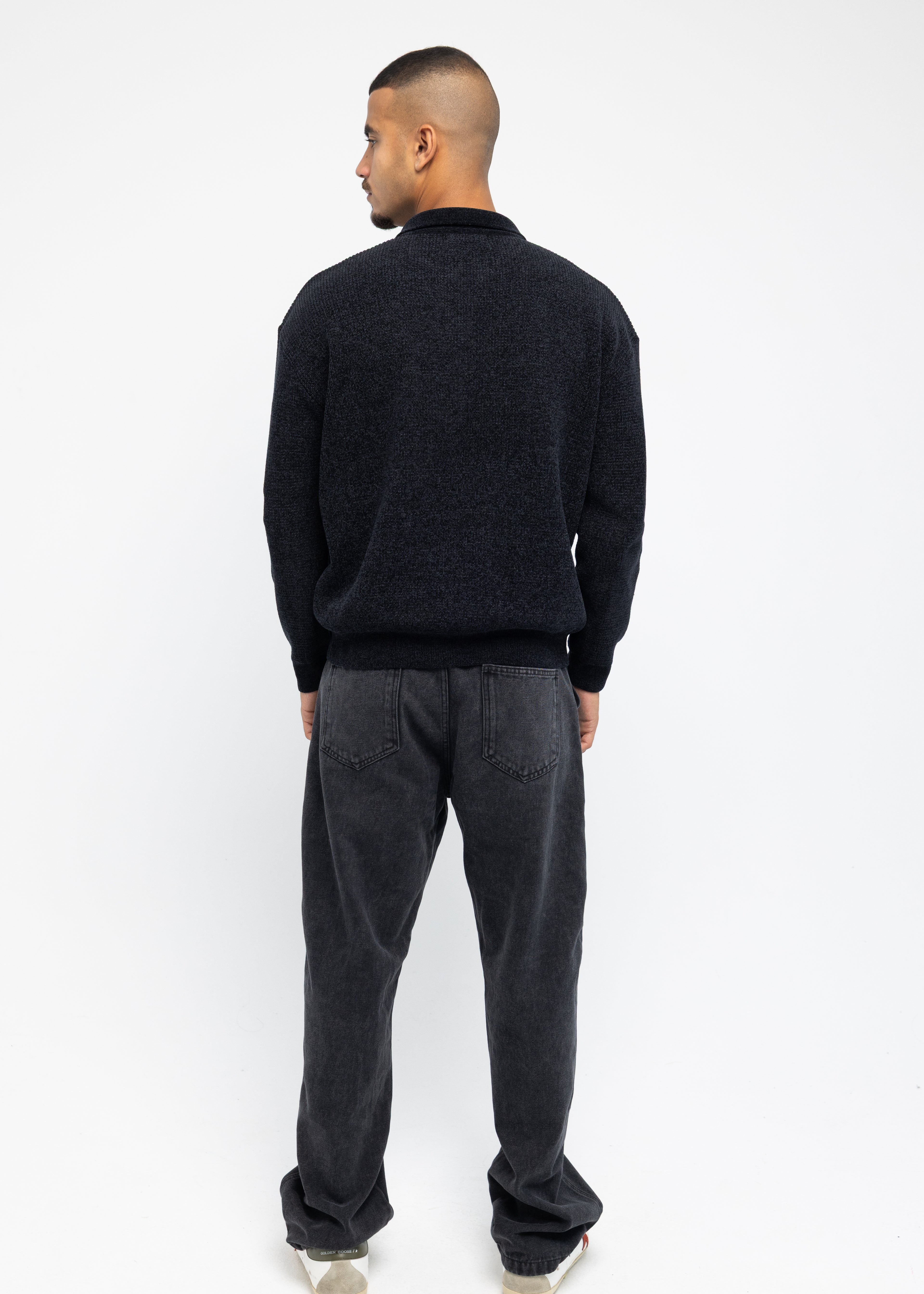 Resort Long Sleeve Polo in Black
