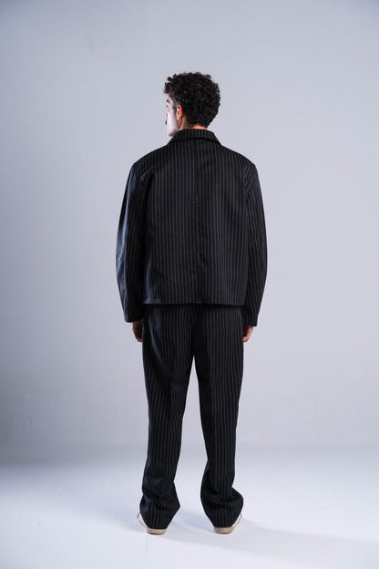 Black Striped Tailored Jacket