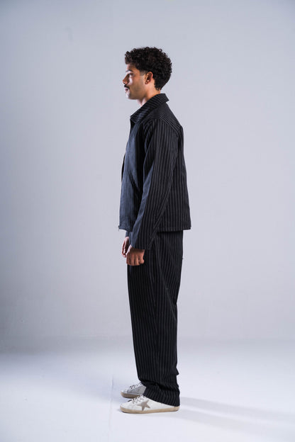 Black Striped Tailored Pants