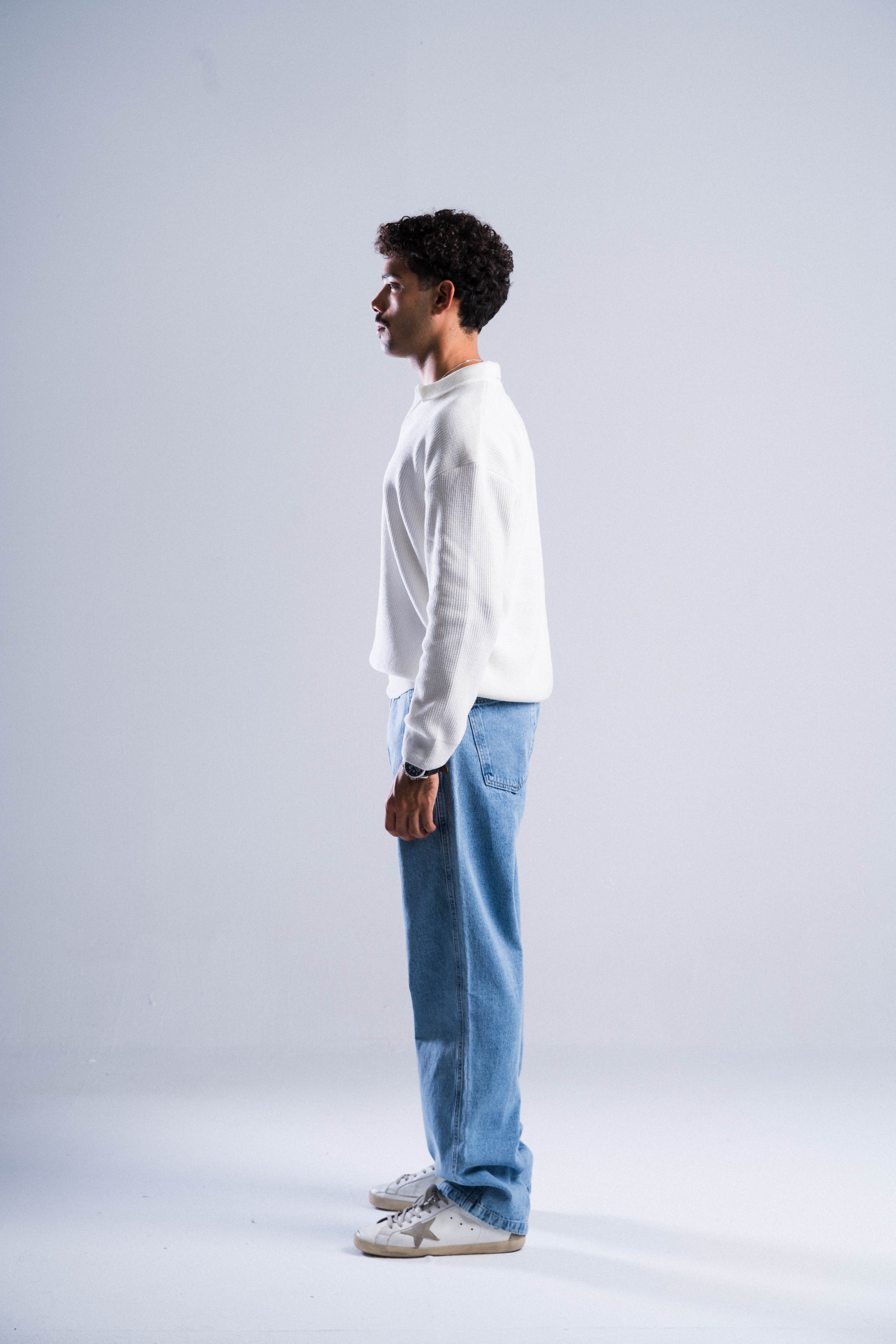 Resort Long Sleeve Polo in White