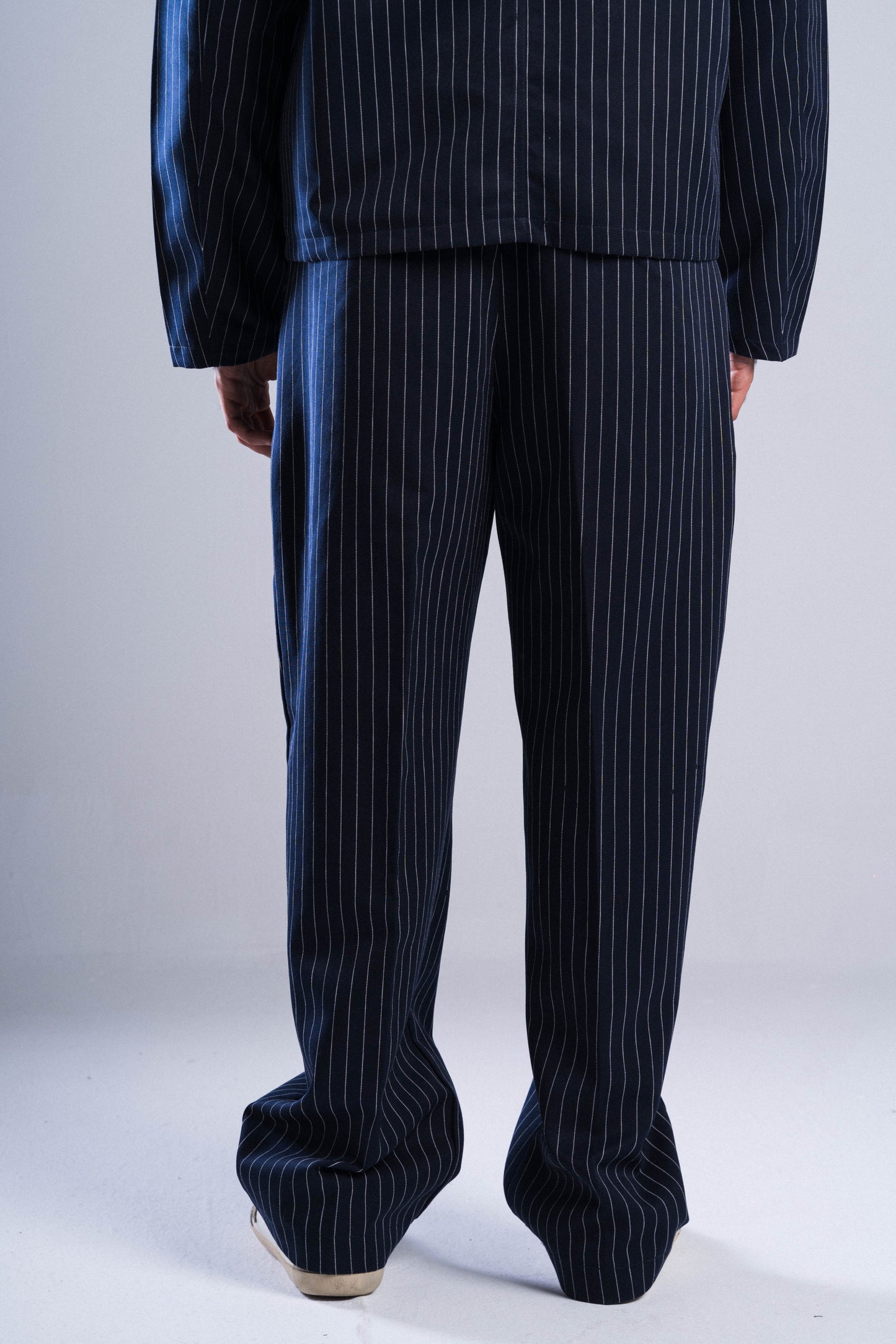 Navy Striped Tailored Pants