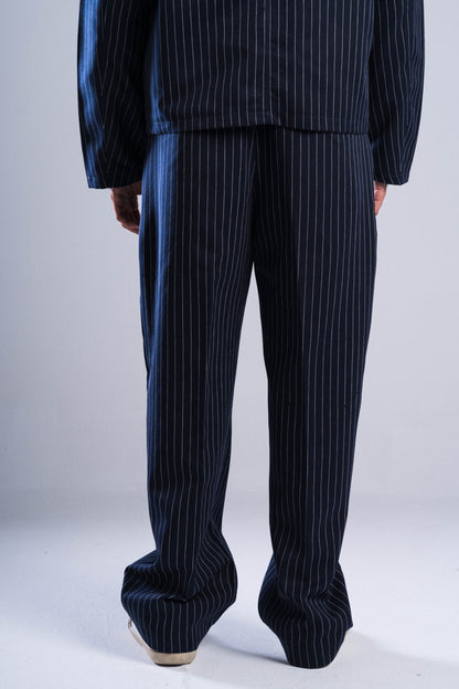 Navy Striped Tailored Pants