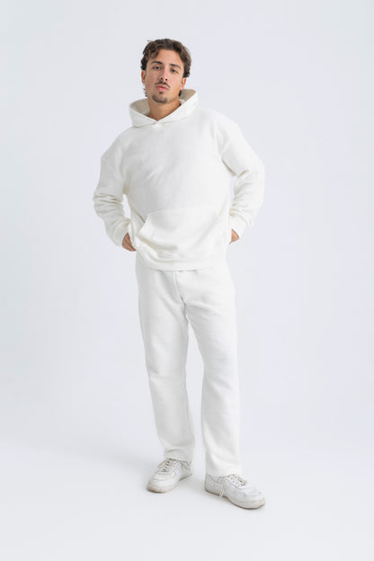 RIBBED WHITE HOODIE