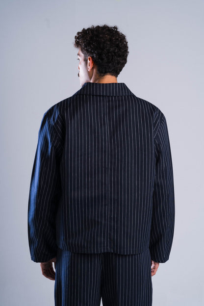 Navy Striped Tailored Jacket