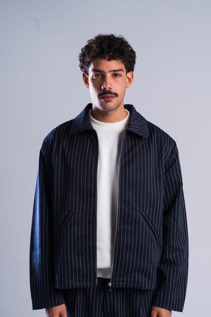 Navy Striped Tailored Jacket