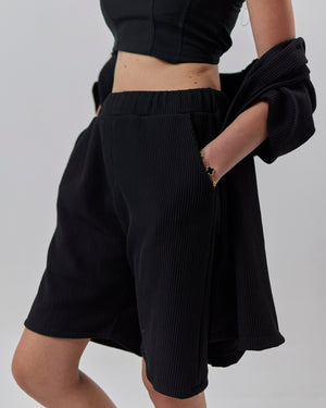 BLACK STRIPED SHORTS