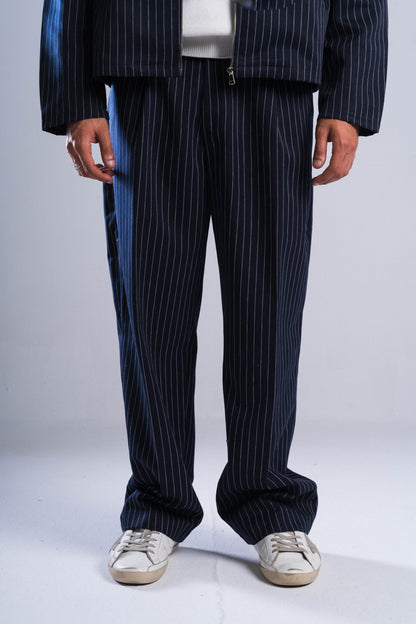 Navy Striped Tailored Pants