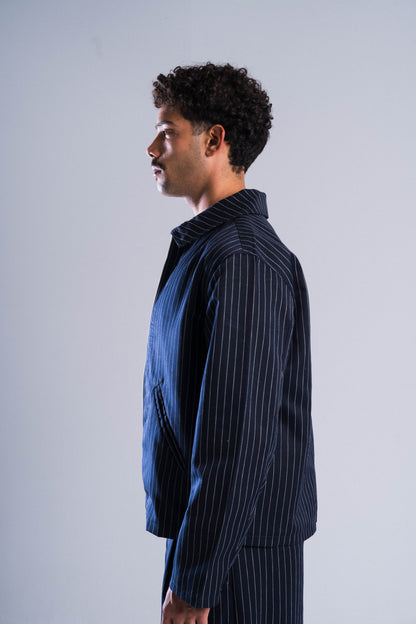 Navy Striped Tailored Jacket