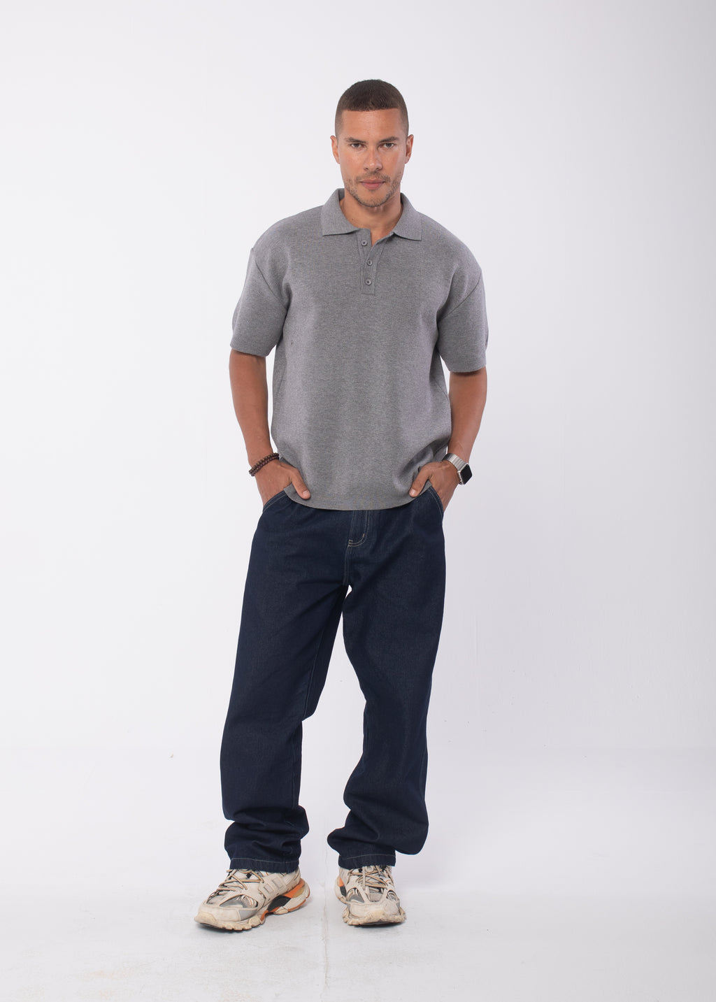 The 3 Button Polo In Grey