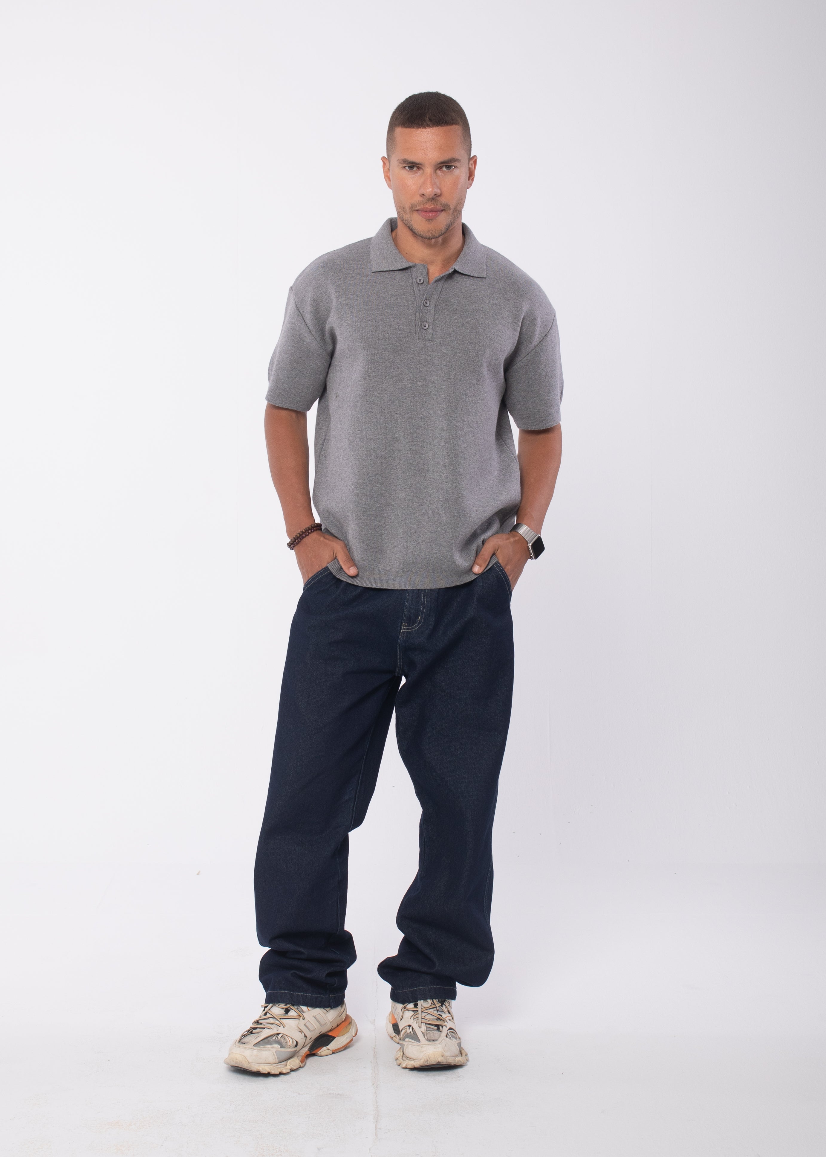 The 3 Button Polo In Grey