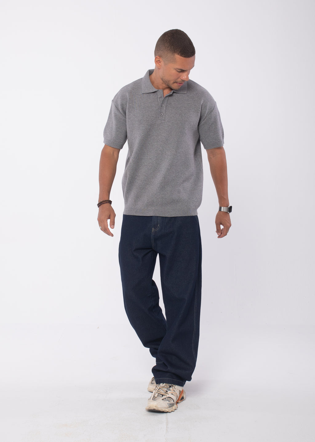 The 3 Button Polo In Grey