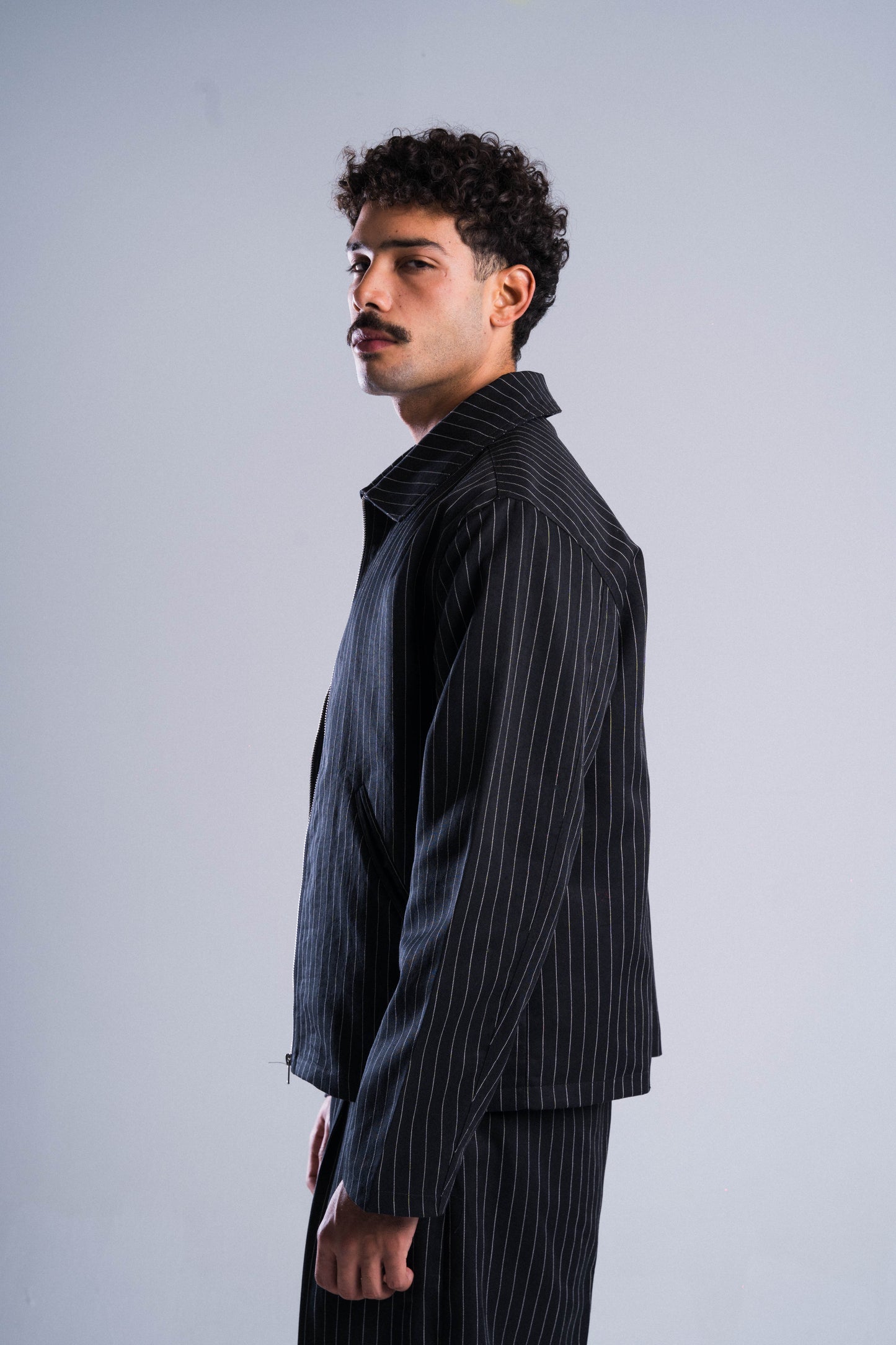 Black Striped Tailored Jacket