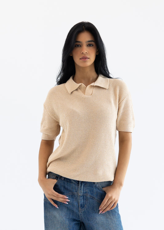 Knitted Polo Beige