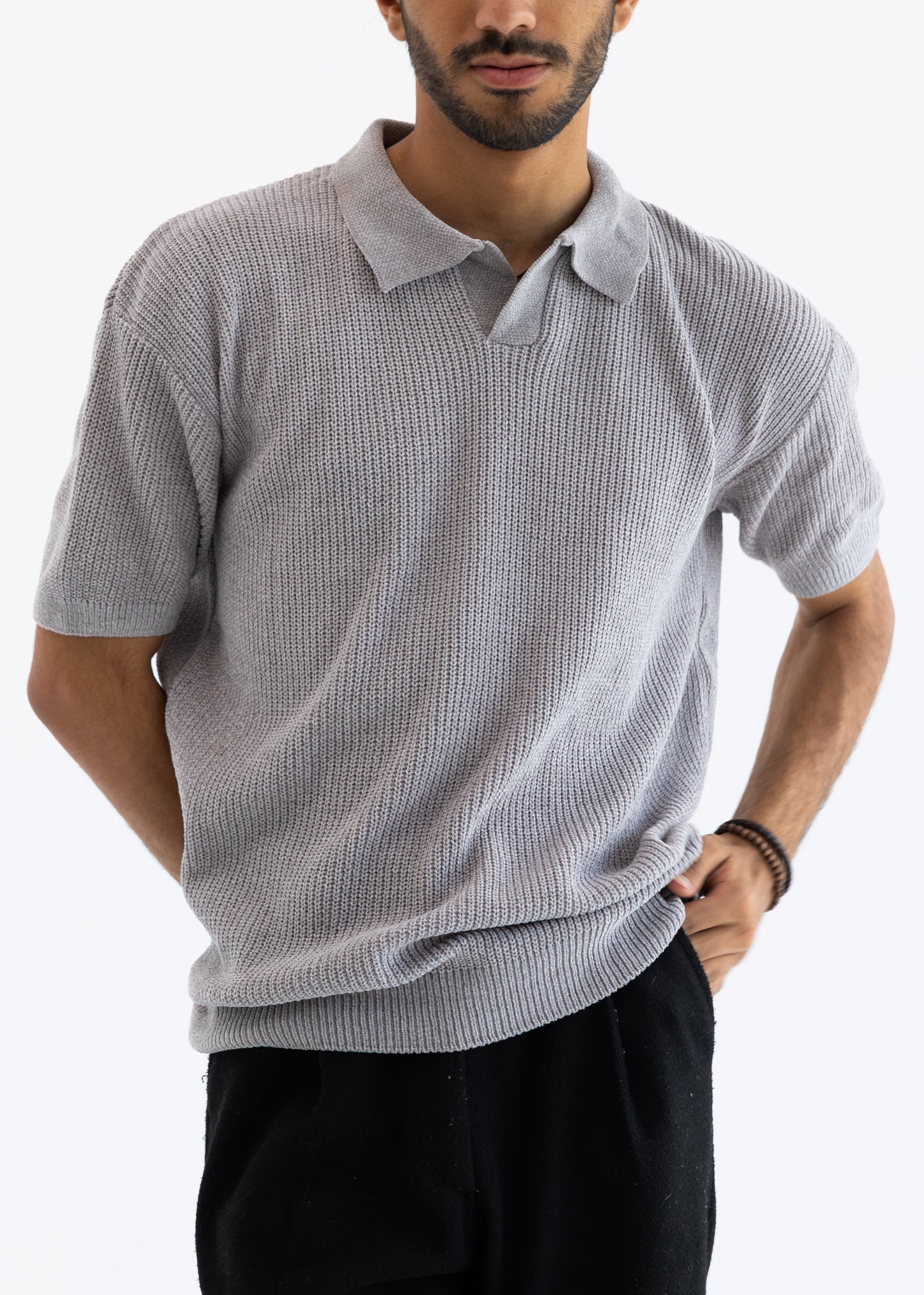 Knitted Polo Grey