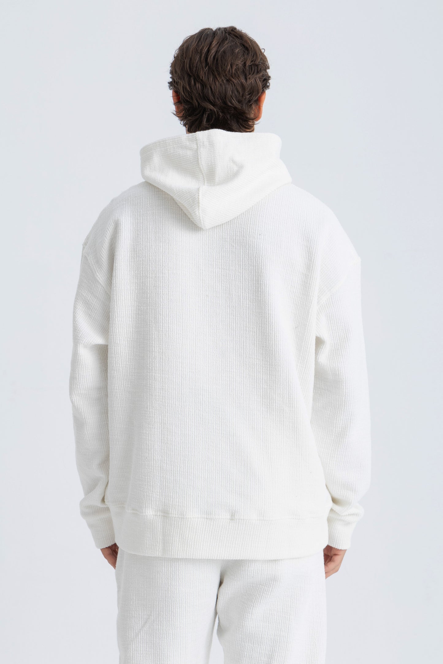 Ribbed White Hoodie