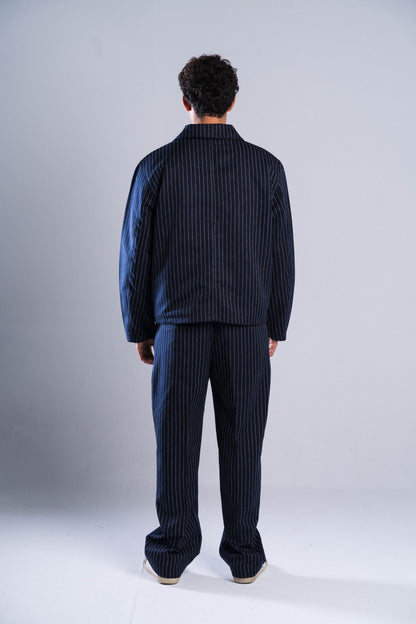 Navy Striped Tailored Pants