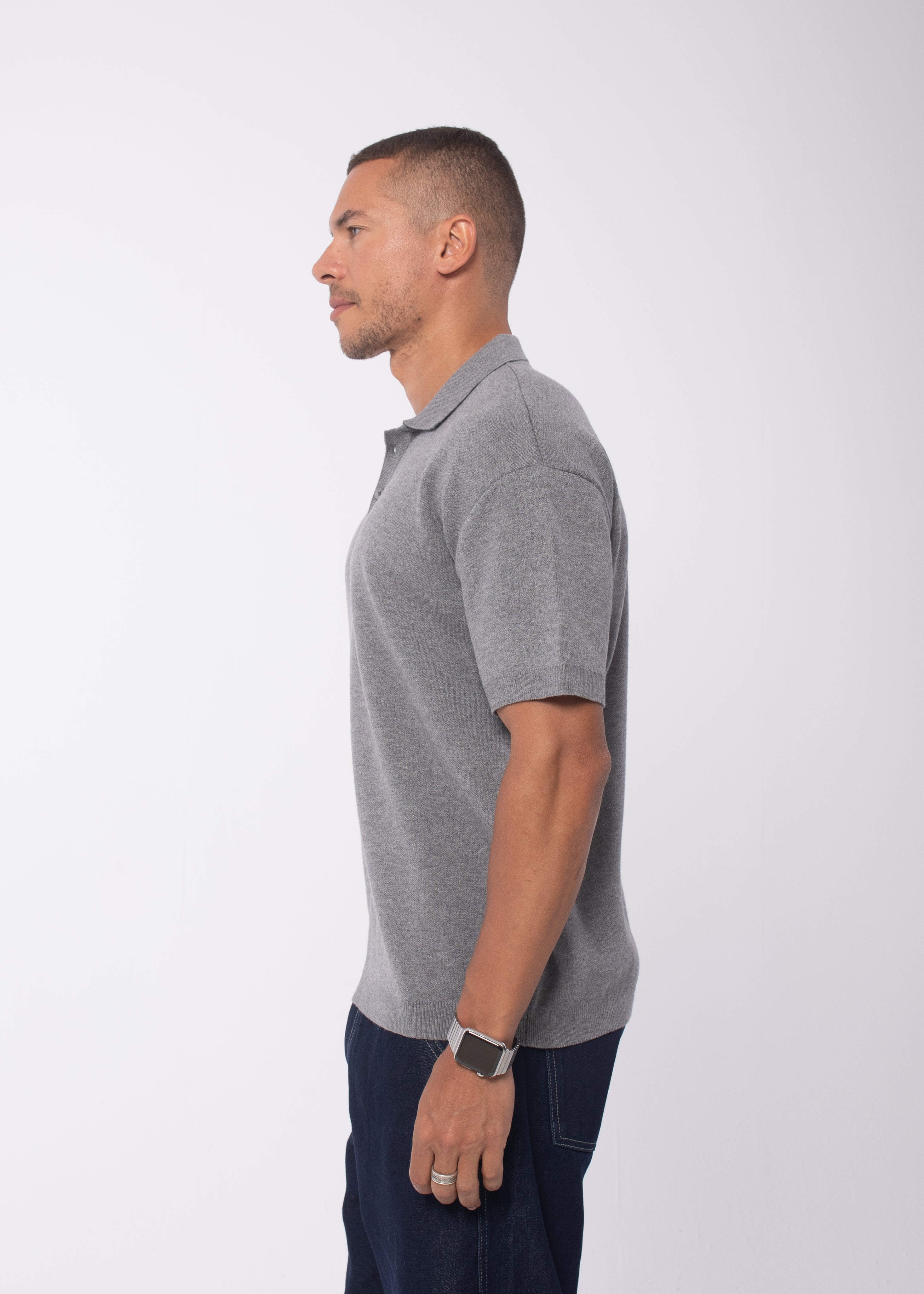 The 3 Button Polo In Grey