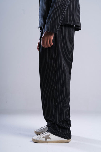 Black Striped Tailored Pants
