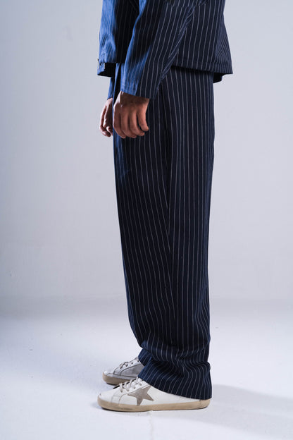 Navy Striped Tailored Pants