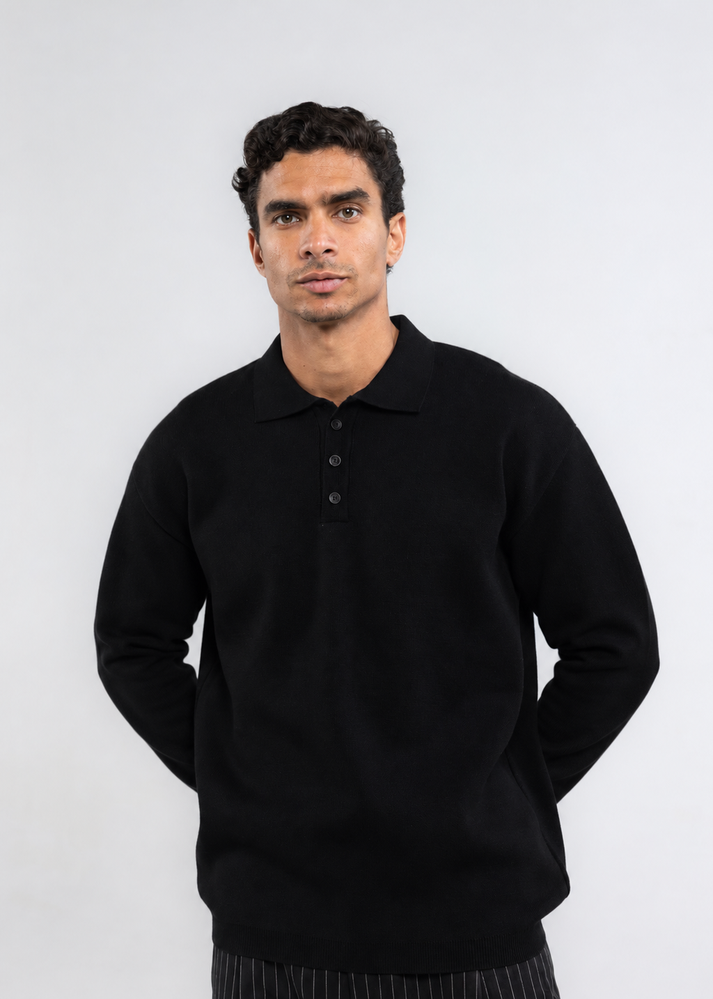 Three Button Long Sleeve Polo