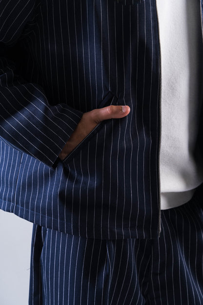 Navy Striped Tailored Jacket