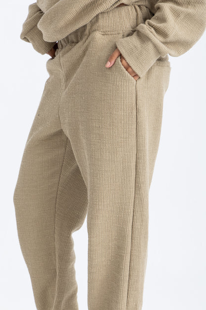 RIBBED BEIGE PANTS