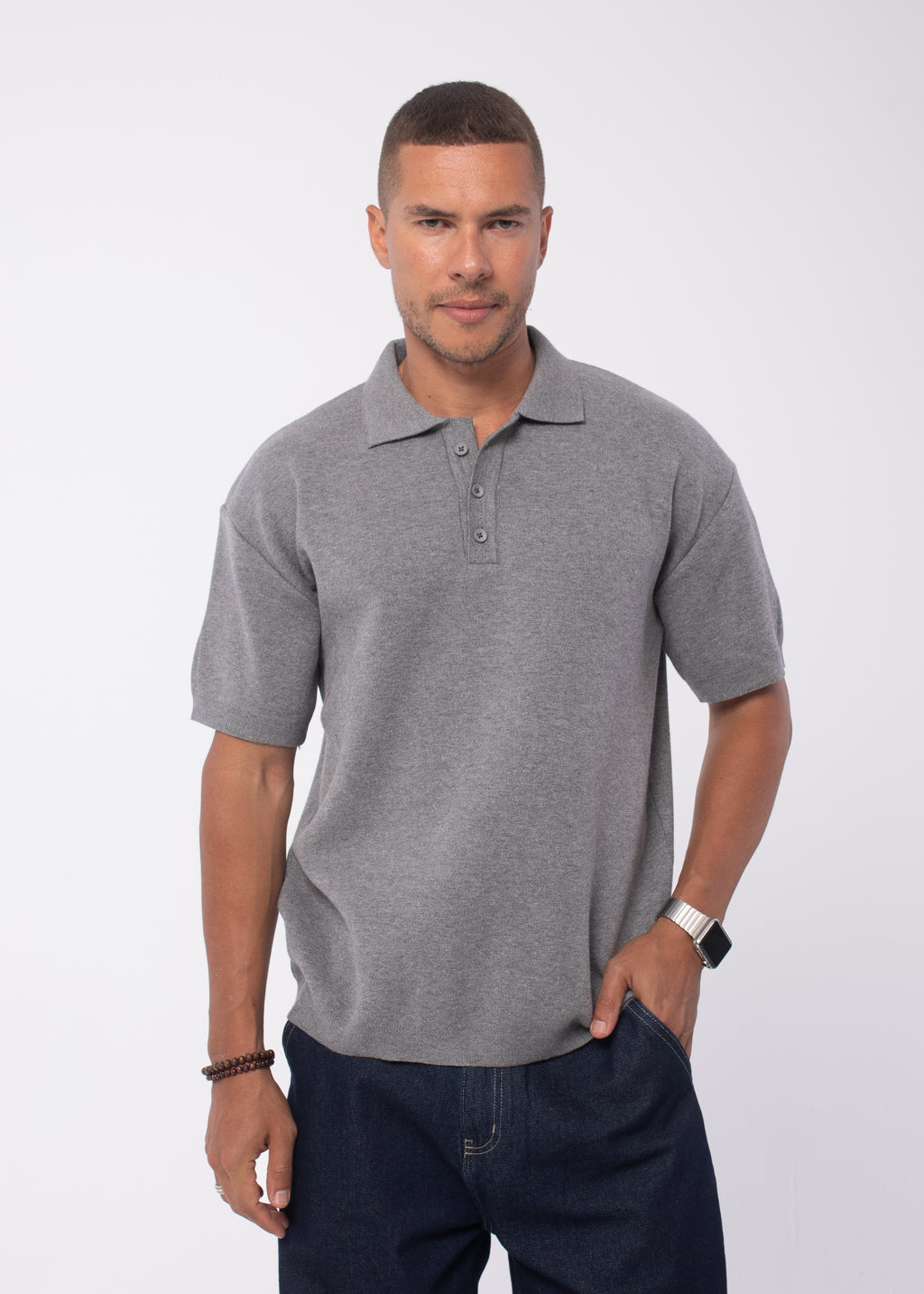 The 3 Button Polo In Grey