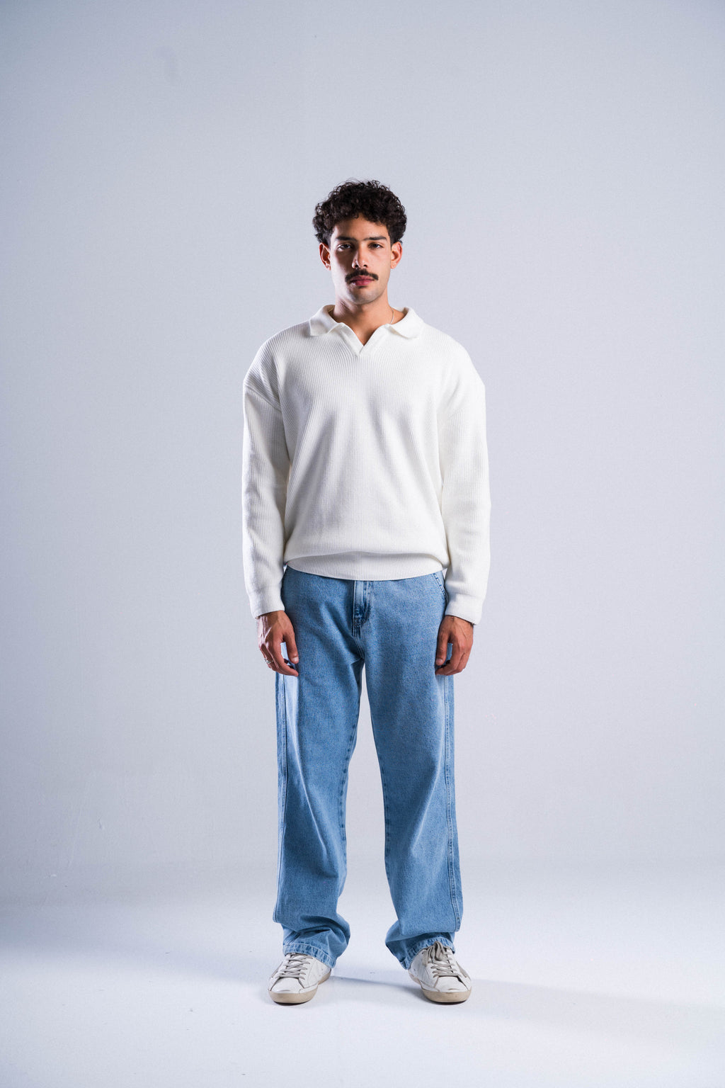 Resort Long Sleeve Polo in White