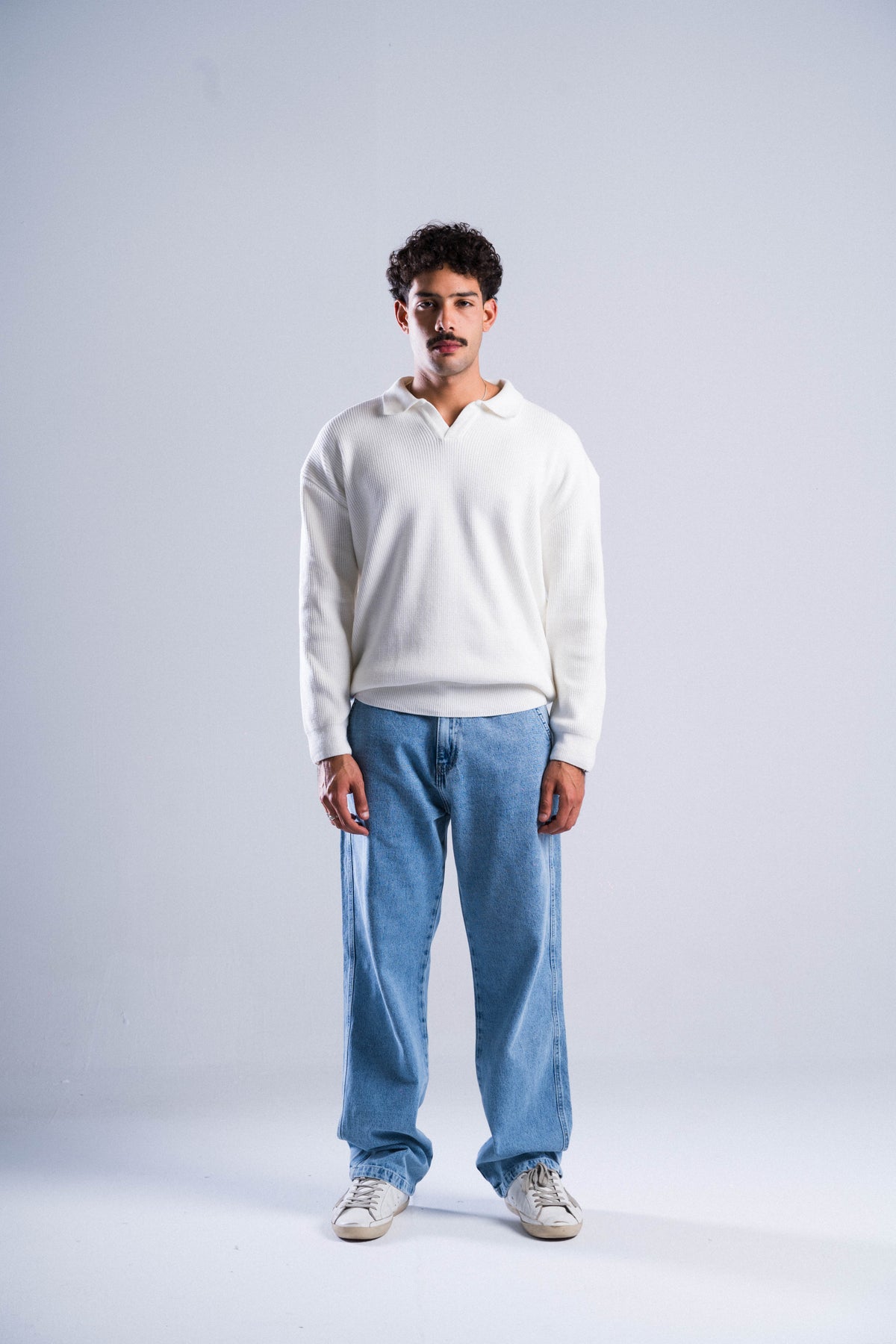 Resort Long Sleeve Polo in White