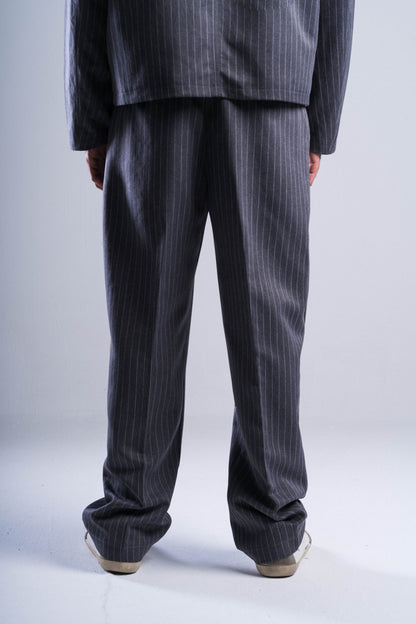 Grey Striped Tailored Pants