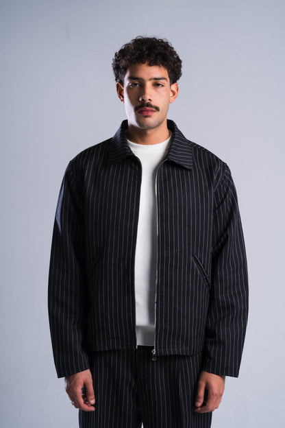 Black Striped Tailored Jacket
