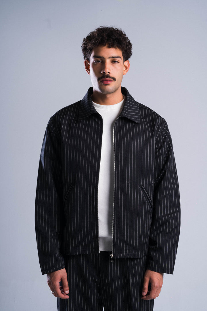 Black Striped Tailored Jacket