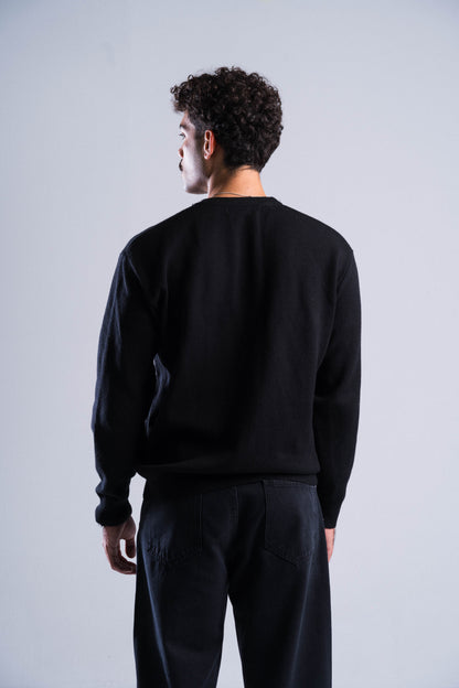 Basic Knitted Black Roundneck