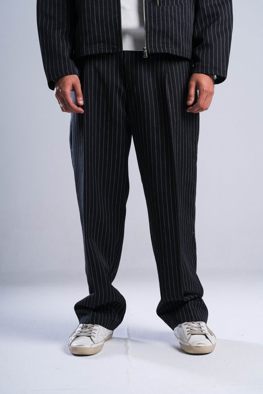 Black Striped Tailored Pants