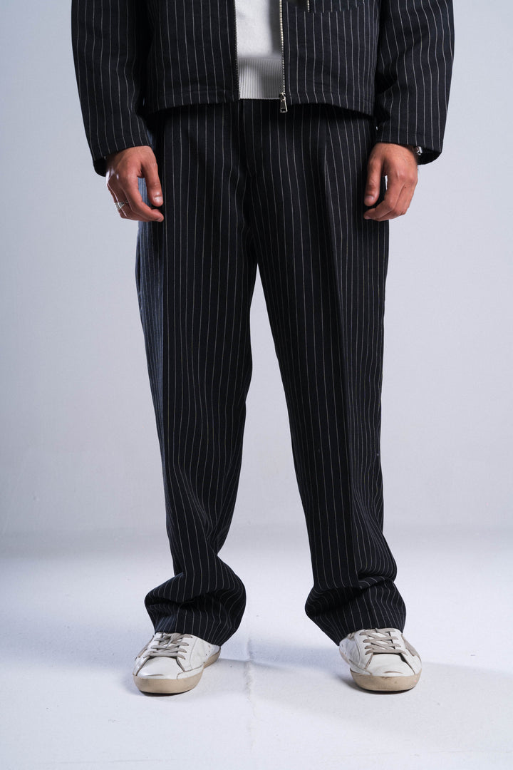 Black Striped Tailored Pants