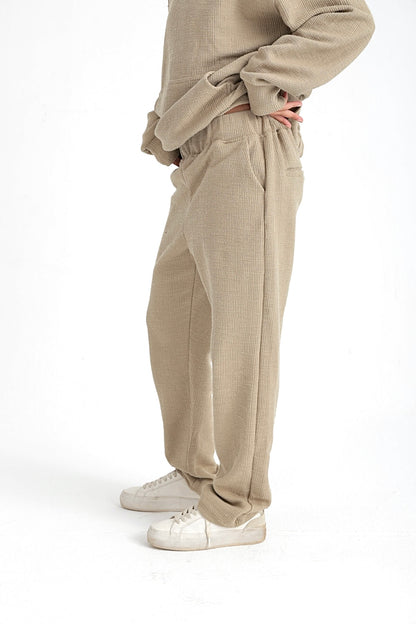 RIBBED BEIGE PANTS