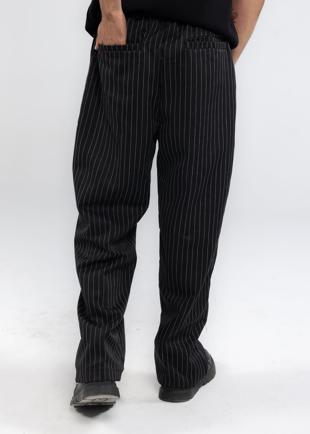 Striped Tailored Pants in Black