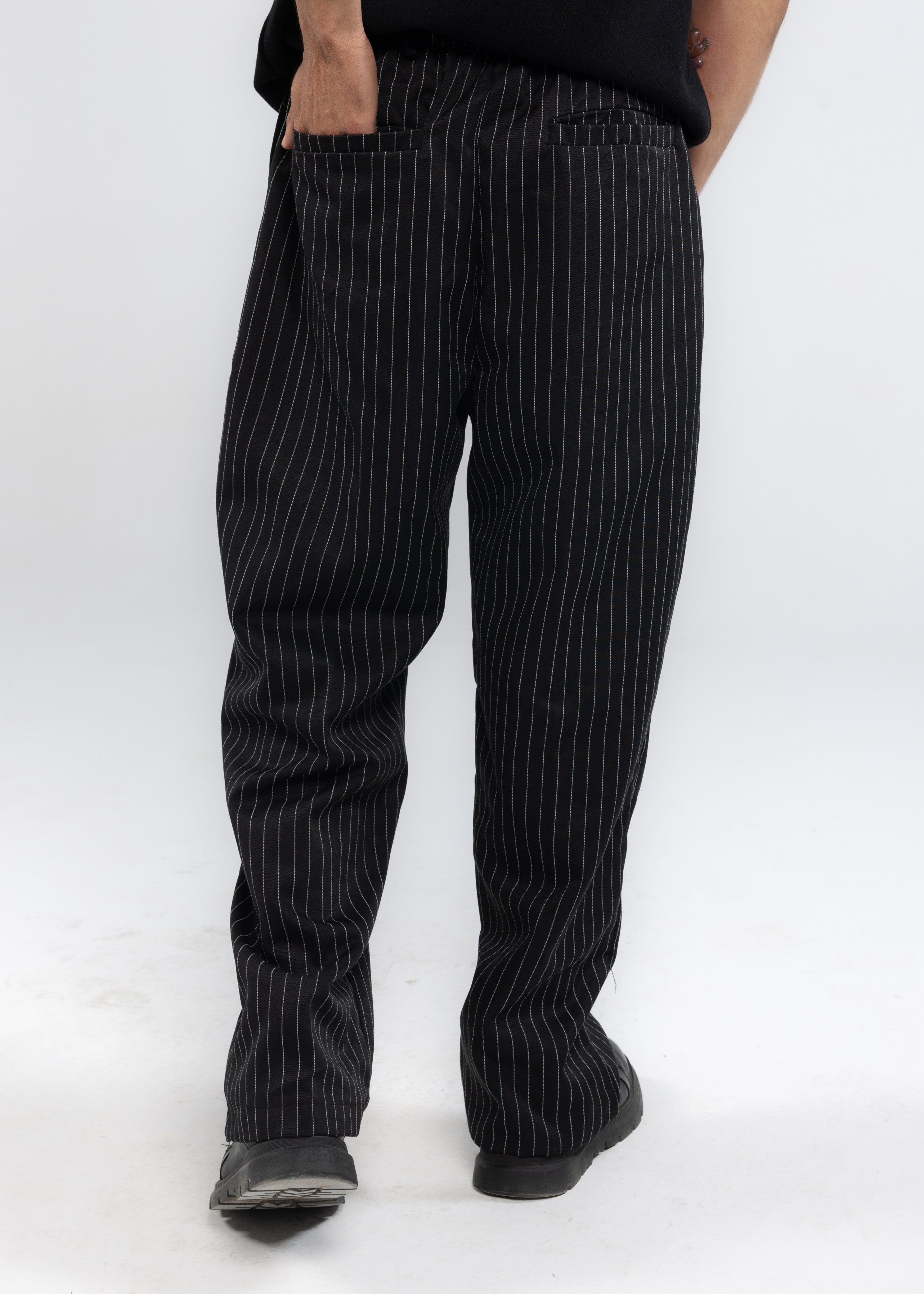 Striped Tailored Pants in Black