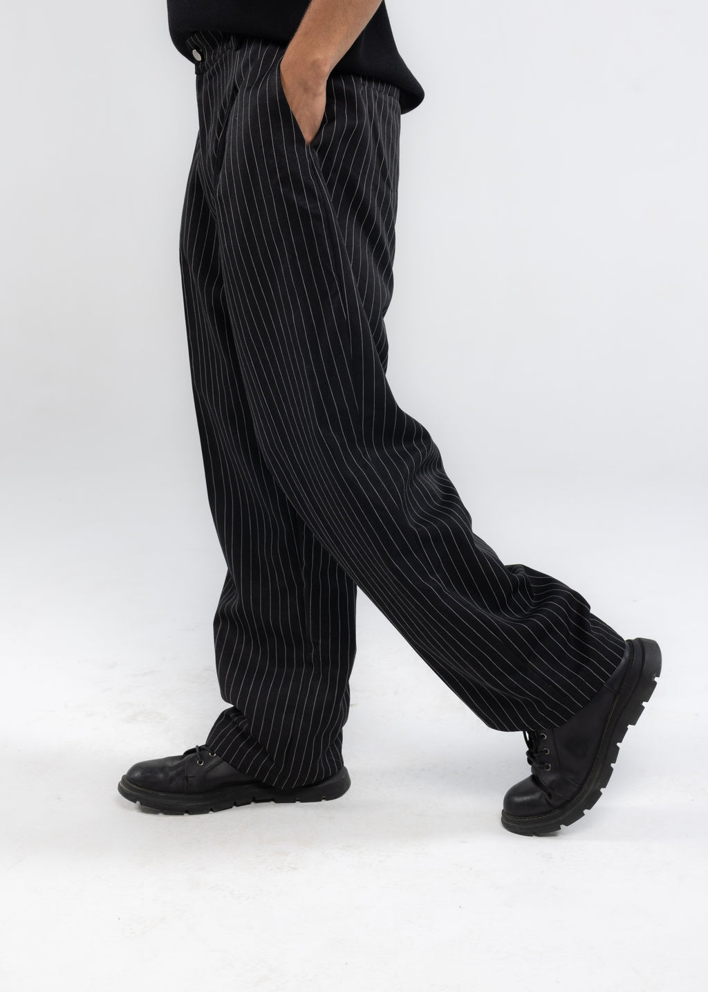 Striped Tailored Pants in Black
