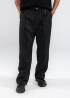 Striped Tailored Pants in Black