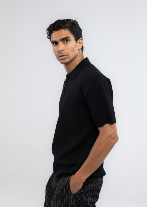 The 3 Button Polo In Black