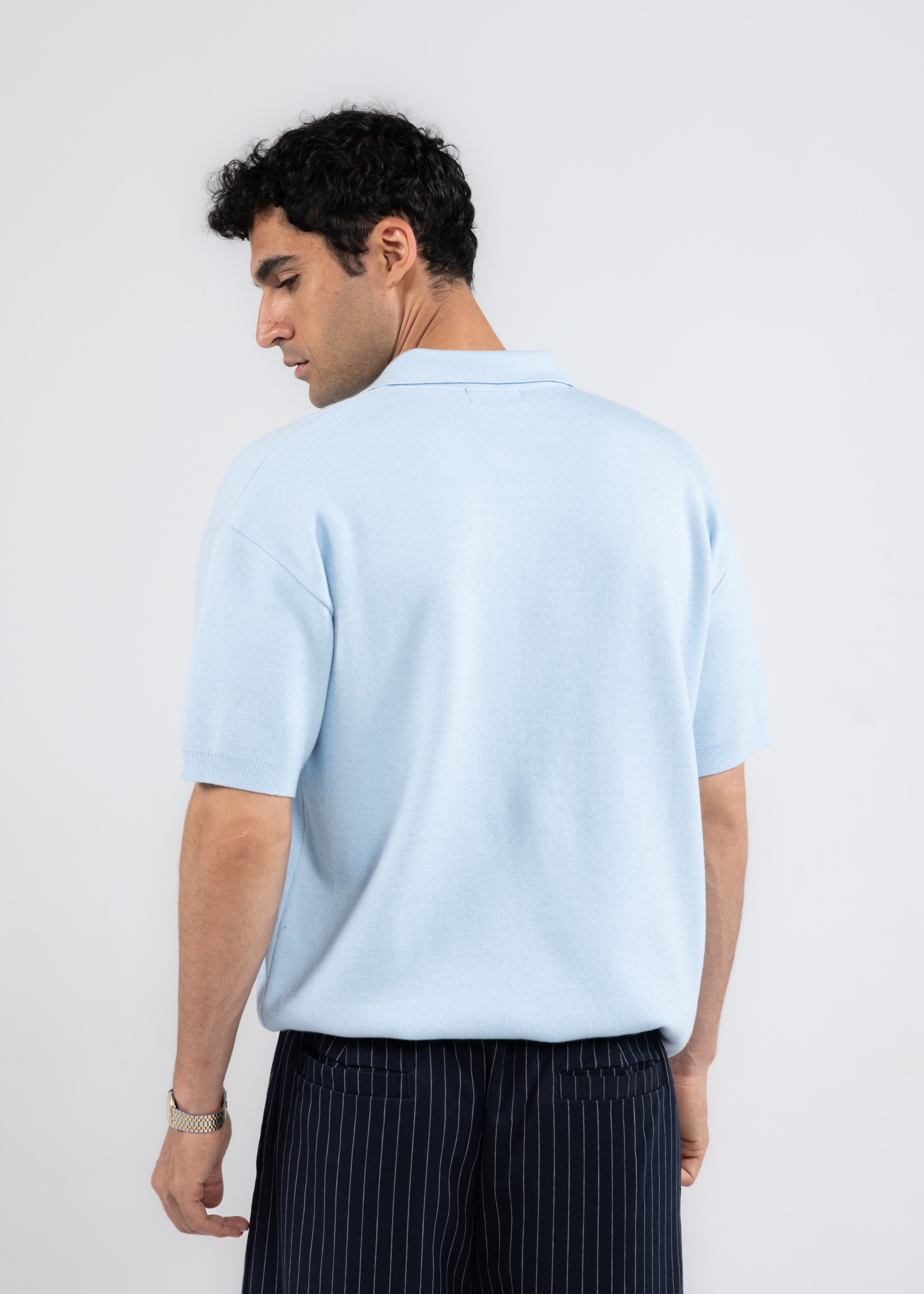The 3 Button Polo In Baby Blue