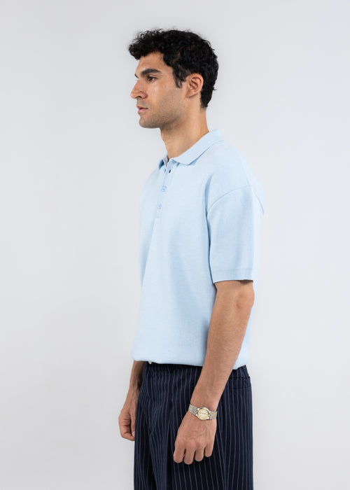 The 3 Button Polo In Baby Blue