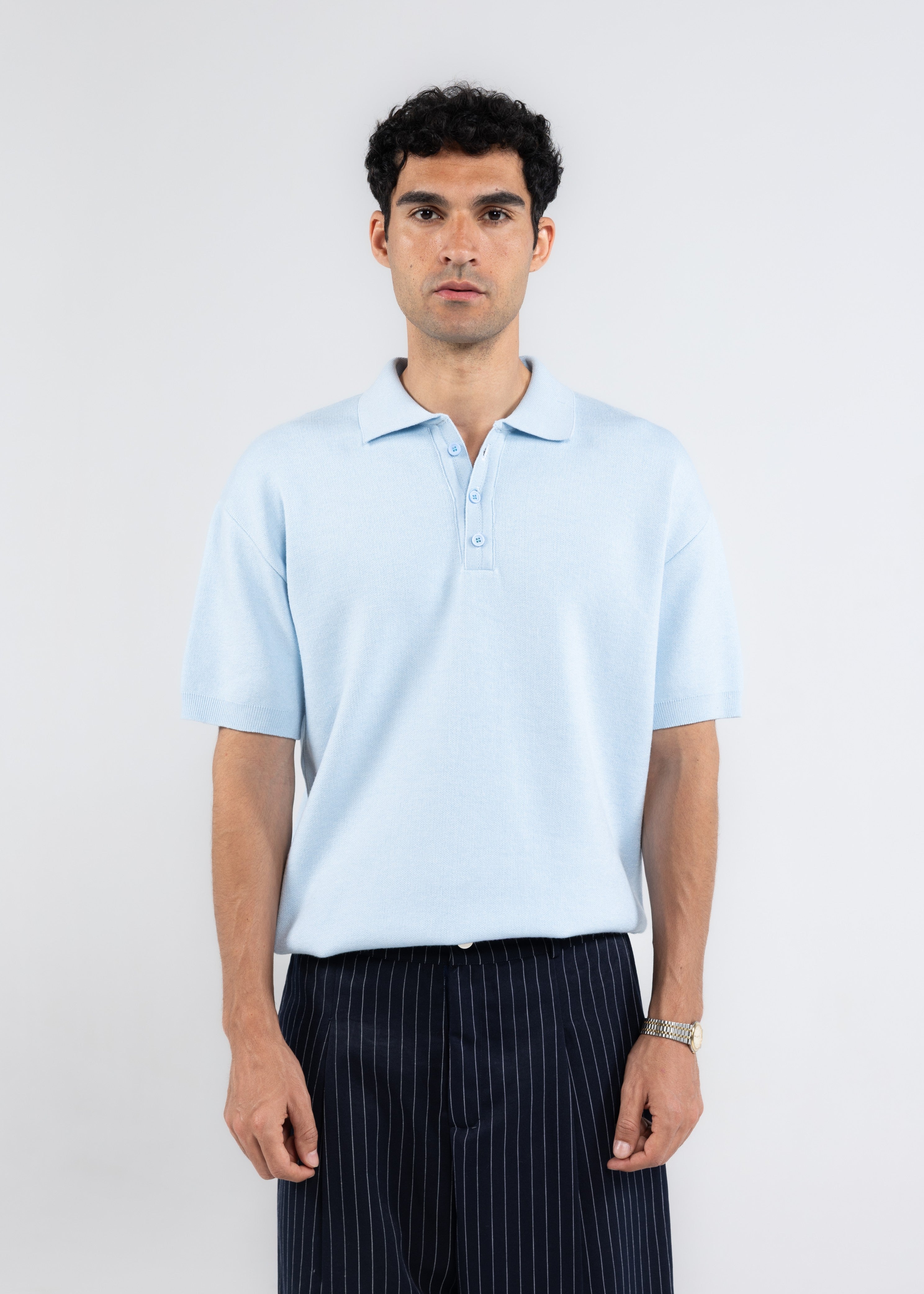 The 3 Button Polo In Baby Blue