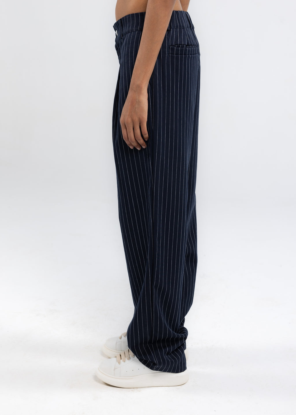 Striped Tailored Pants in Navy