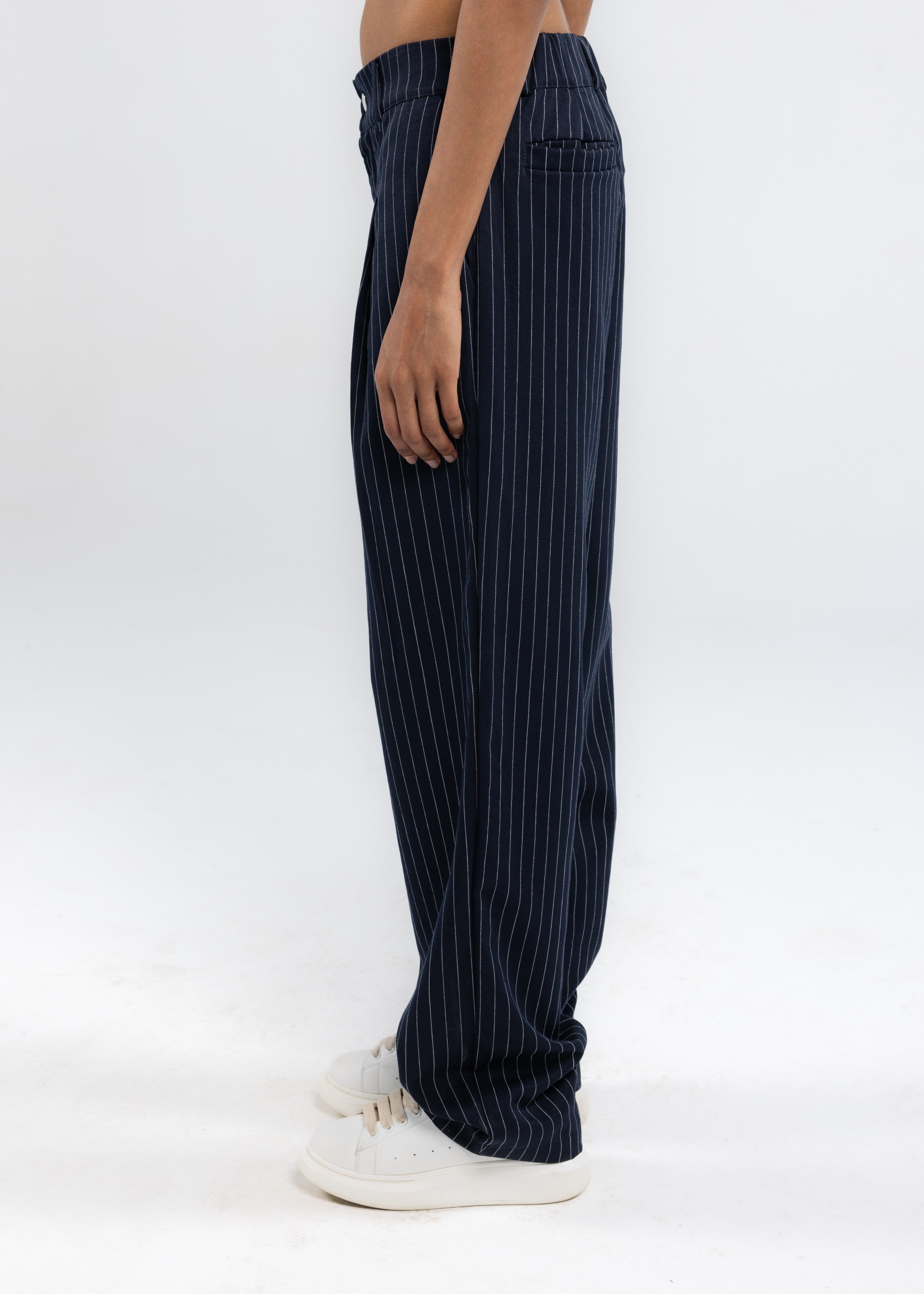 Striped Tailored Pants in Navy