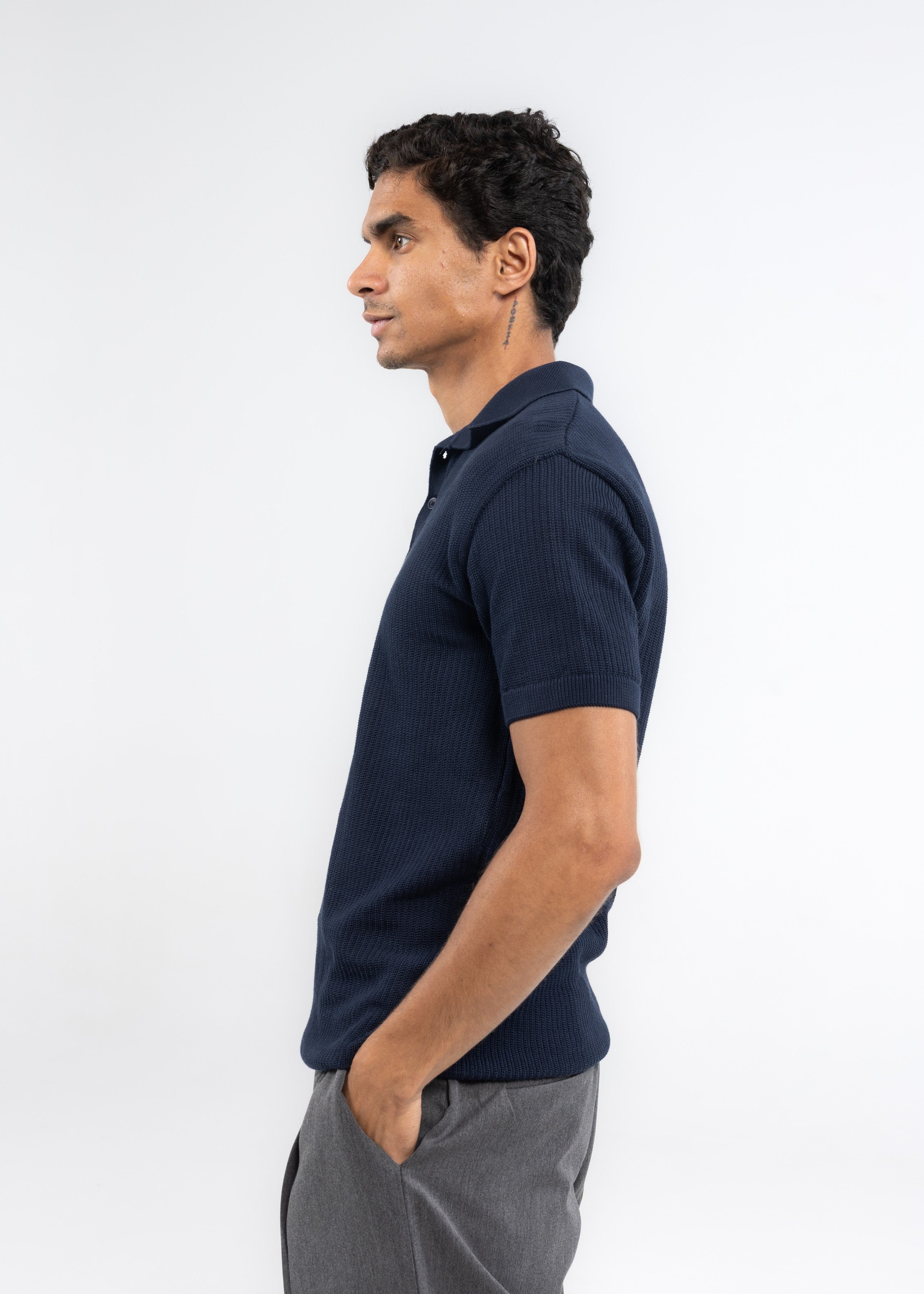 The Texture Polo in Navy